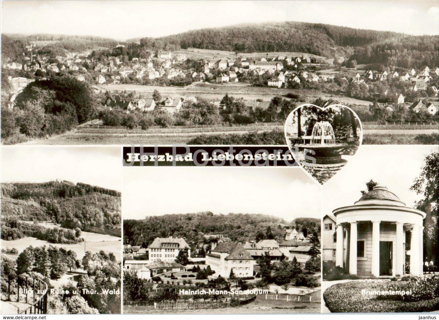 Herzbad Liebenstein - Blick zur Ruine u Thur Wald - Heinrich Mann Sanatorium - old postcard - Germany DDR - used - JH Postcards