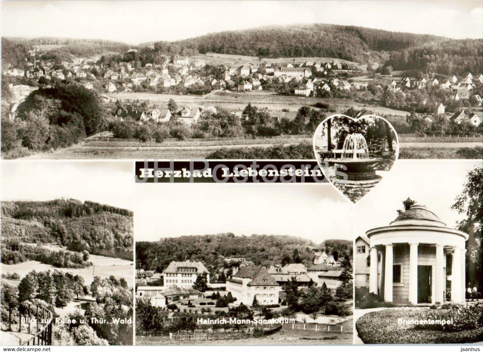 Herzbad Liebenstein - Blick zur Ruine u Thur Wald - Heinrich Mann Sanatorium - old postcard - Germany DDR - used - JH Postcards