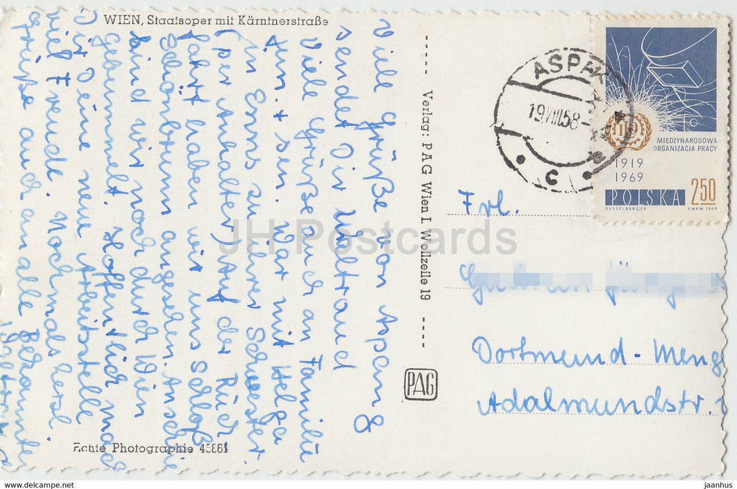 Wien - Staatsoper mit Kartnerstraße - Wien - Straßenbahn - Bus - Auto - alte Postkarte - 1958 - Österreich - gebraucht