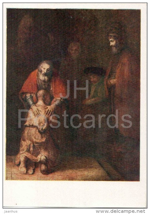 painting by Rembrandt - Return of the Prodigal Son - dutch art - unused - JH Postcards