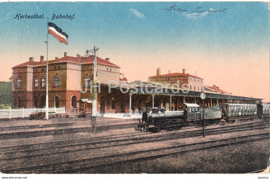 Herbesthal - Bahnhof - train - railway station - Feldpost - old postcard - 1918 - Belgium - used - JH Postcards