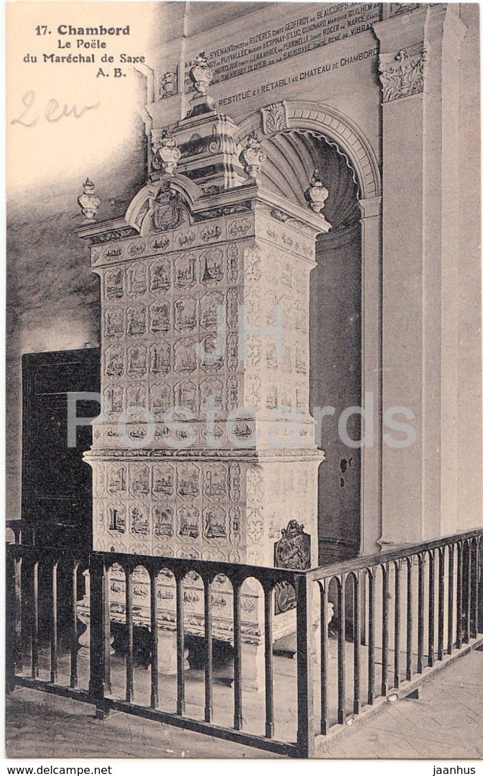 Chambord - Le Poele du Marechal de Saxe - 17 - old postcard - France - unused - JH Postcards