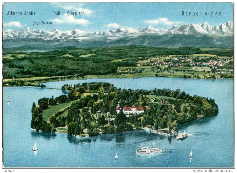 Insel Mainau im Bodensee Berner Alpen Altmann Saentis Toedi Gloernisch - 502 - Germany - ungelaufen - JH Postcards