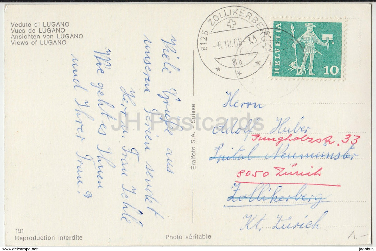 Lugano - Veduta Panoramico - Monte Bre - Monte S. Salvatore - Multiview - 191 - Schweiz - 1966 - gebraucht