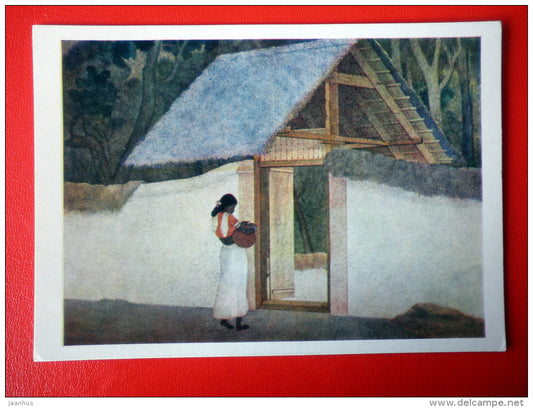 painting by B. N. Djija . Beauty from Malabar - indian art - unused - JH Postcards
