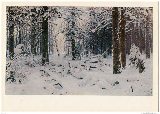 painting by I. Shishkin - Winter , 1890 - forest - Russian art - 1981 - Russia USSR - unused - JH Postcards