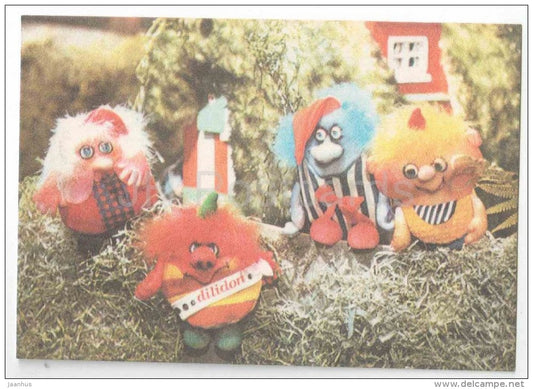 New Year Mini Greeting card - dwarf - puppet - 1986 - Estonia USSR - unused - JH Postcards