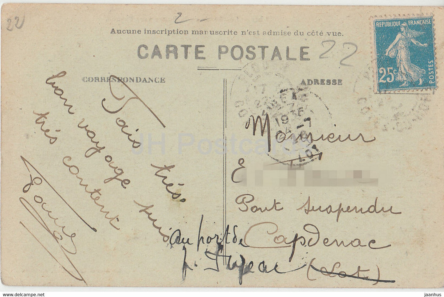 17 bis - Les Bords de la Rance vers Plouer - old postcard - 1926 - France - used