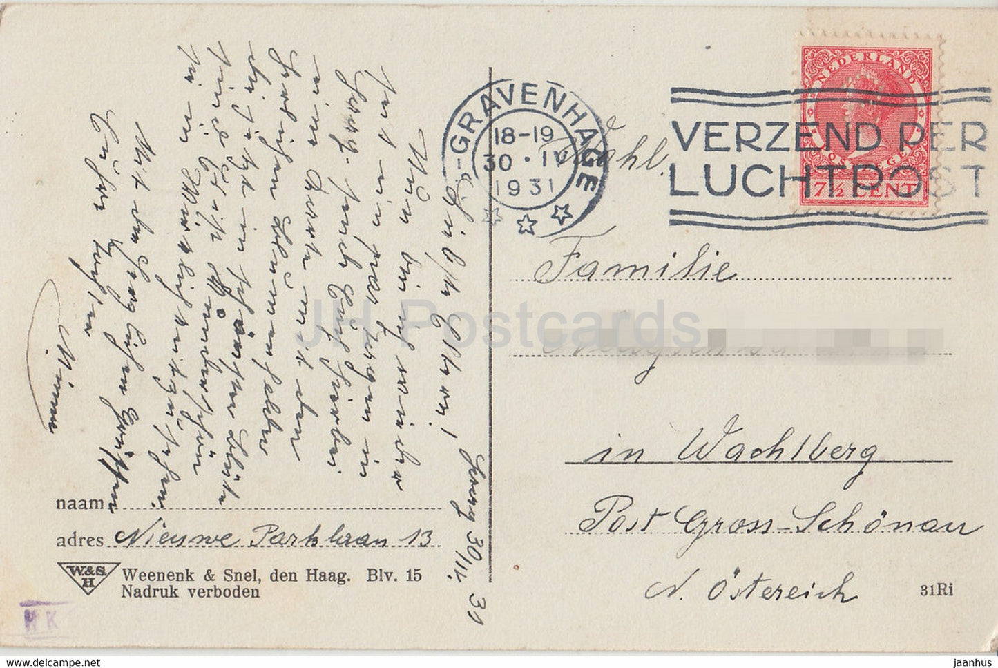 Uit de Bloemenvelden - Hyacinthen - champ de fleurs - moulin à vent - carte postale ancienne - 1931 - Pays-Bas - utilisé