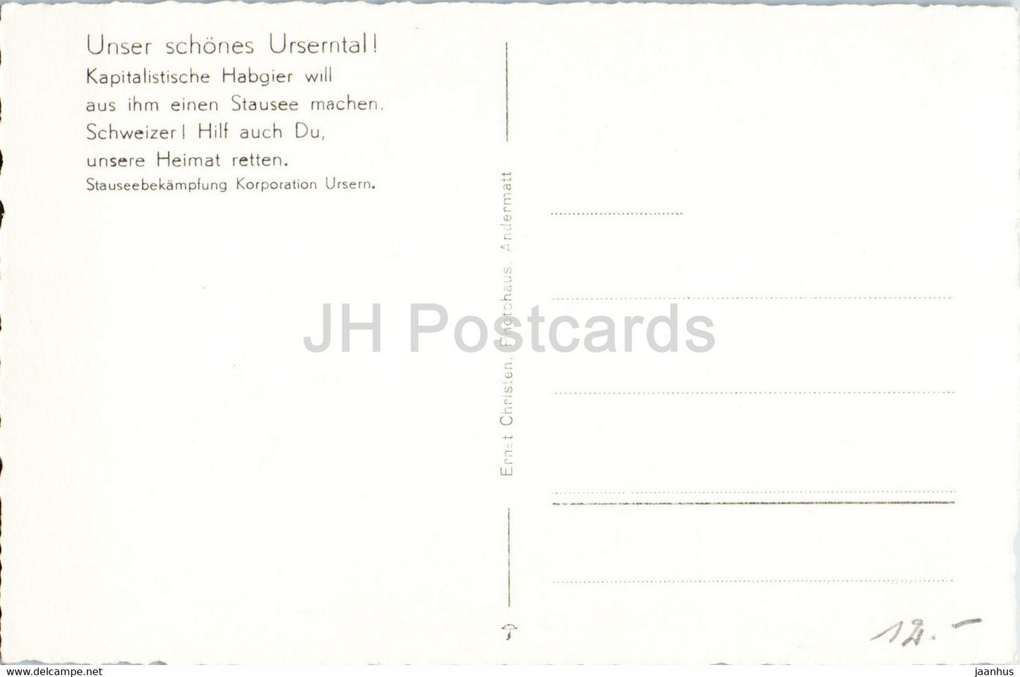 Andermatt 1444 m gegen Furka Unser schones Urserntal - 3342 - carte postale ancienne - Suisse - inutilisée