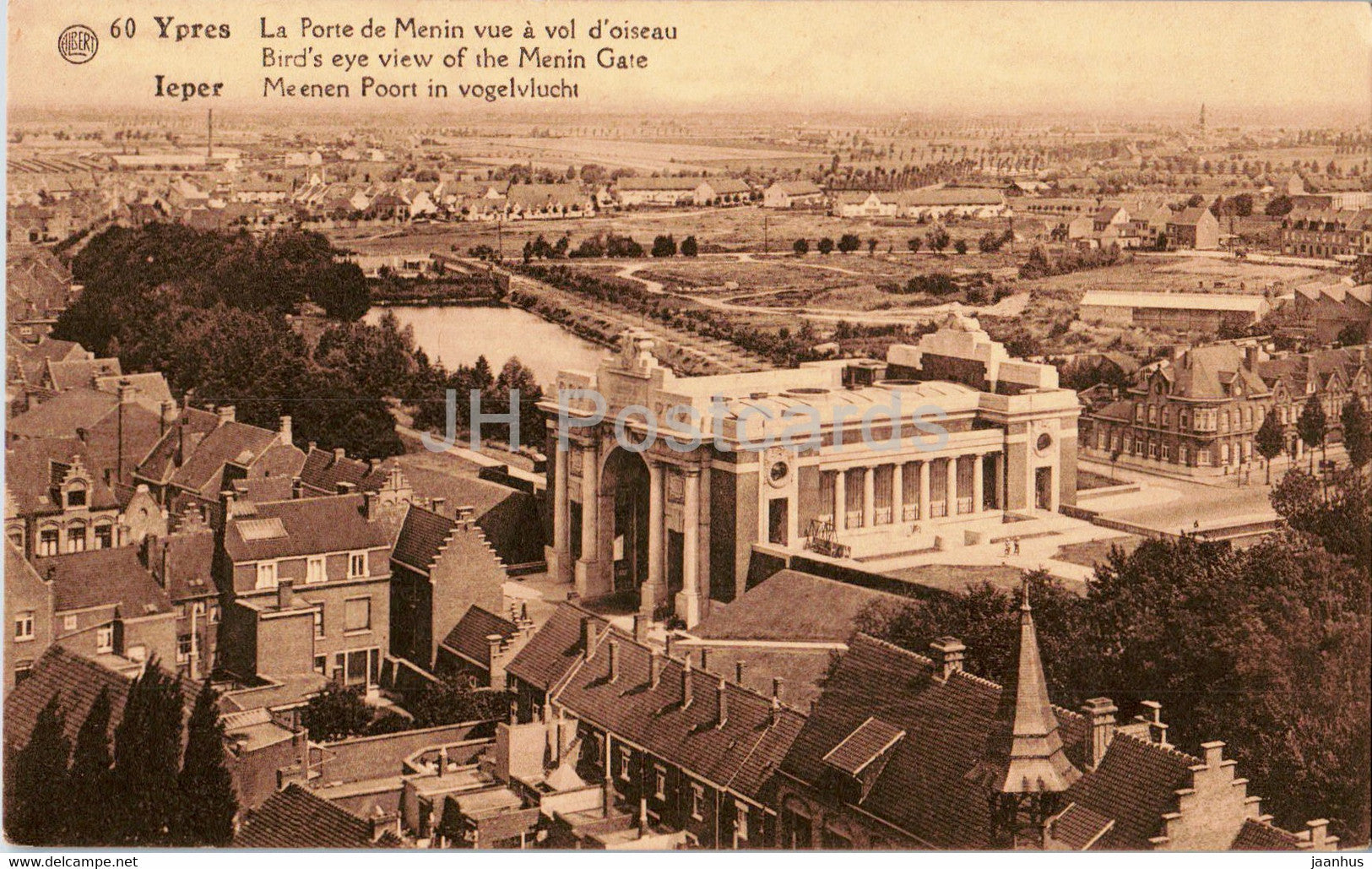 Ypres - Ieper - La Porte de Menin vue a vol d'oiseau - Menin Gate - 60 - old postcard - Belgium - unused - JH Postcards