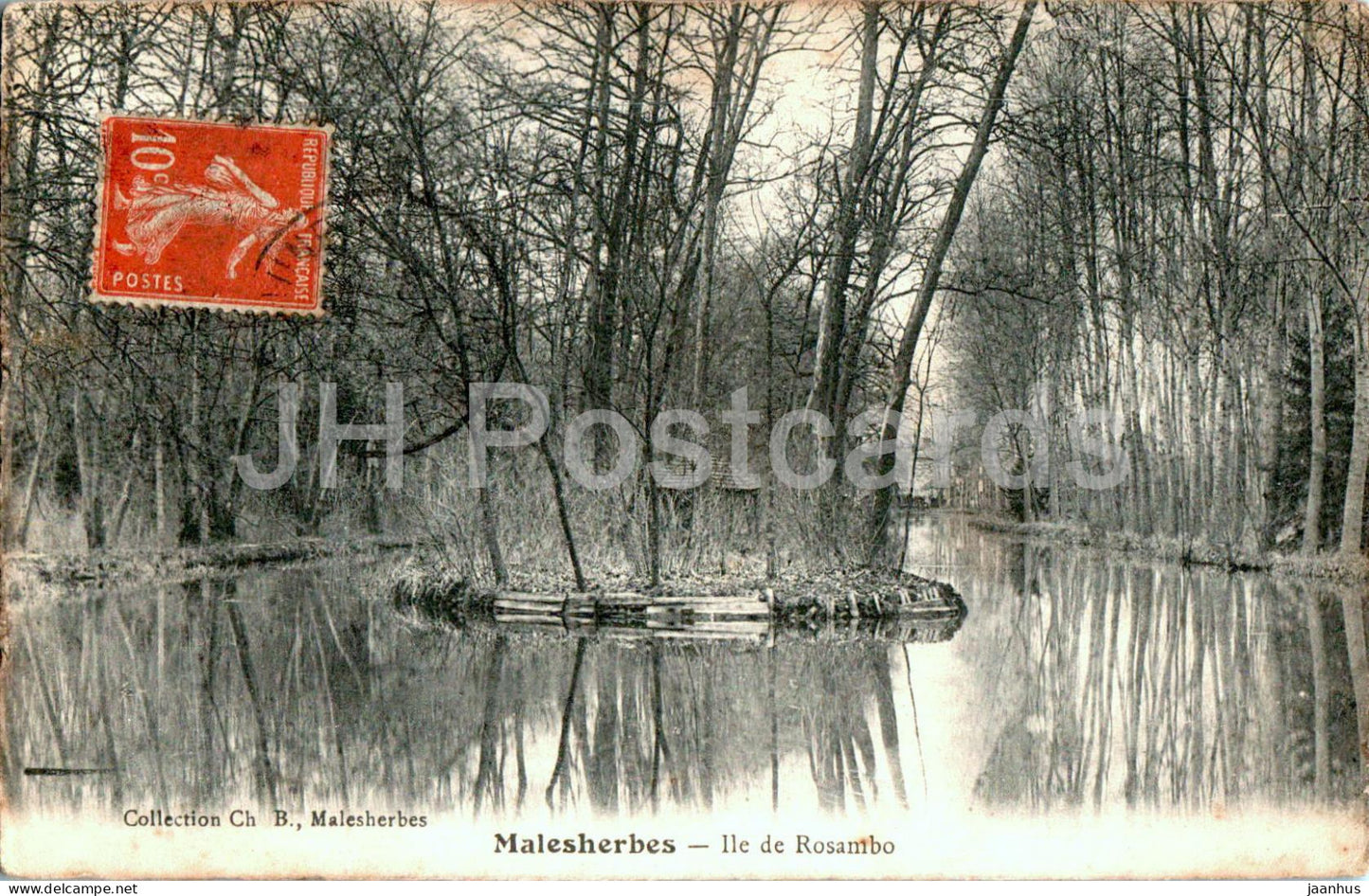 Malesherbes - Ile de Rosambo - island - old postcard - 1916 - France - used - JH Postcards