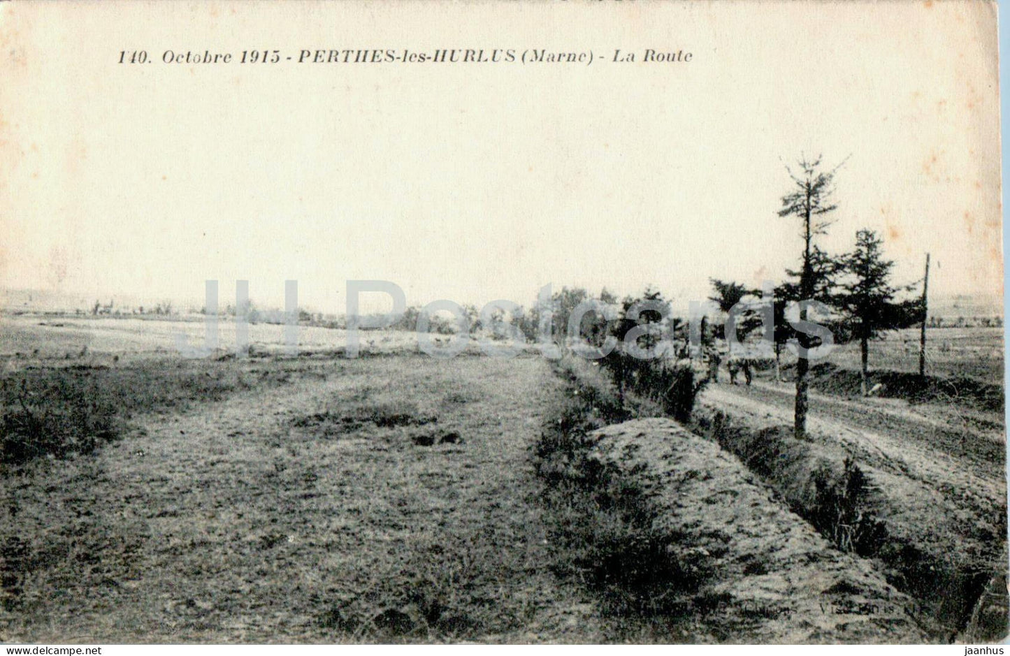 Octobre 1915 - Perthes les Hurlus - La Route - road - 140 - old postcard - 1916 - France - used - JH Postcards