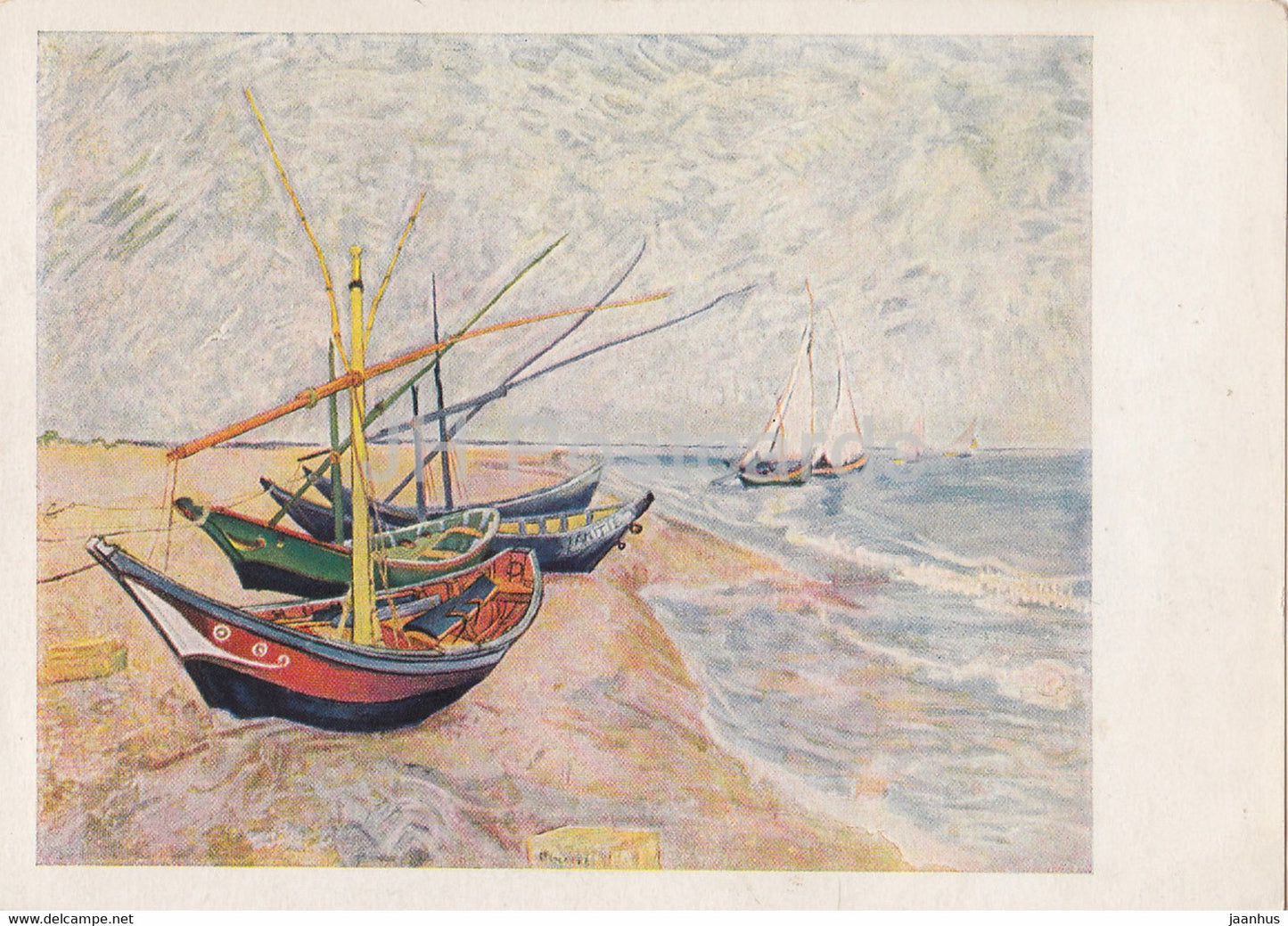 painting by Vincent van Gogh - Boote von Saintes Maries - sailing boat - Dutch art - Germany - unused - JH Postcards