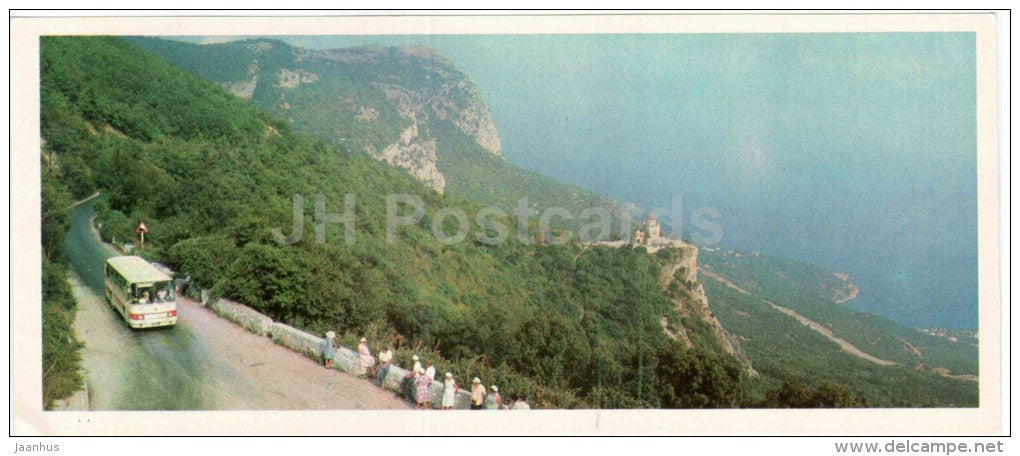 view from Baidarskiye Gate - bus - Crimea - Krym - 1983 - Ukraine USSR - unused - JH Postcards