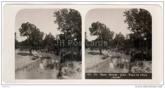 Mineral Waters station - river Kum - Caucasus - Russia - Russie - stereo photo - stereoscopique - old photo - JH Postcards