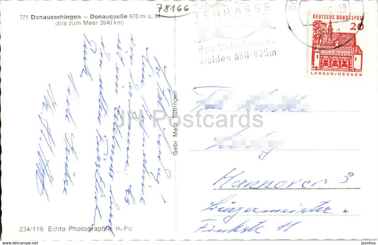 Donaueschingen - Donauquelle 678 m - old postcard - 1966 - Germany - used