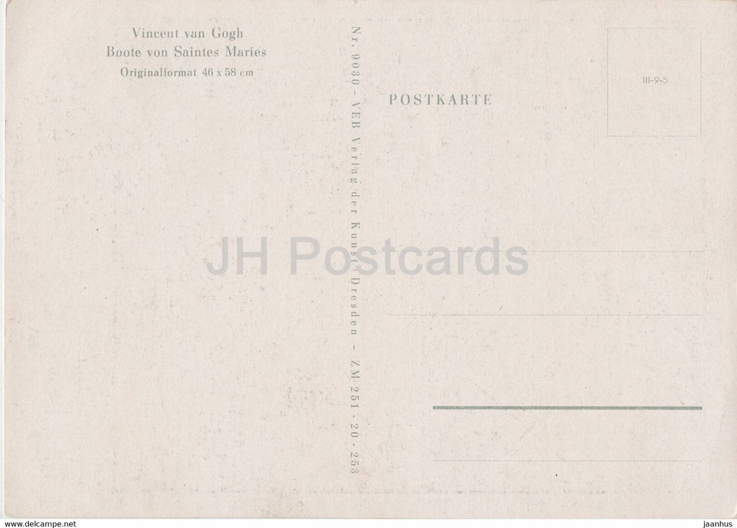 painting by Vincent van Gogh - Boote von Saintes Maries - sailing boat - Dutch art - Germany - unused