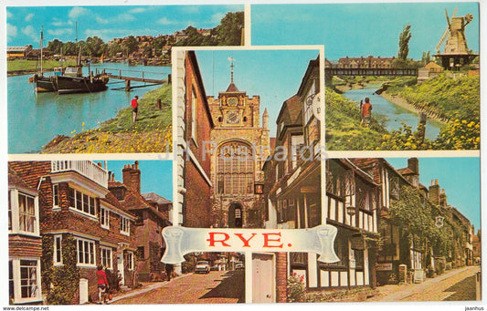 Rye - river Rother - The Mill - St. Mary's Church - Watchbell - multiview - 11454 - United Kingdom - England - unused - JH Postcards