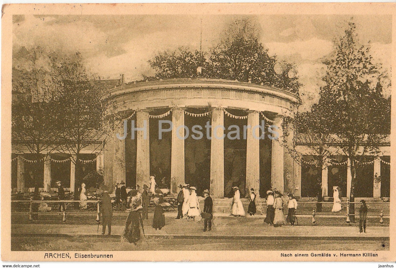 Aachen - Elisenbrunnen - Gemalde v Hermann Killian - old postcard - 1910 - Germany - used - JH Postcards