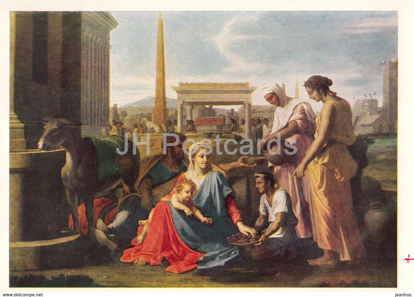 painting by Nicolas Poussin - Repose upon the Flight into Egypt - donkey - French art - 1966 - Russia USSR - unused - JH Postcards