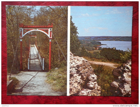 Hanging bridge in Viljandi, Viljandi lake view - 1988 - Estonia - USSR - unused - JH Postcards