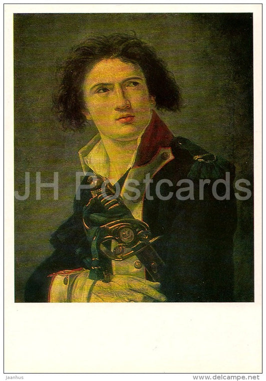 painting by Jacques Louis David - Portrait of Louis-Lazare Hoche , 1793 - french art - Russia USSR - 1984 - unused - JH Postcards