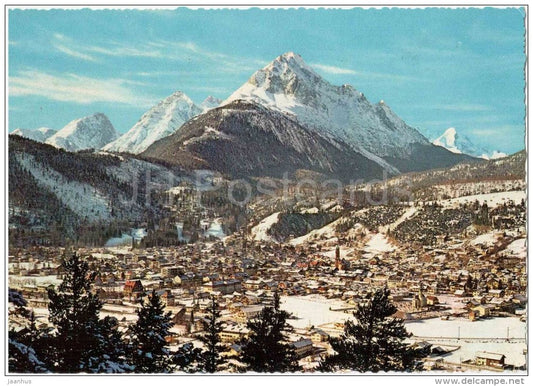 Mittenwald gegen Mieminger - Wettersteinspitze und Alpspitze - 8320 - Germany - ungelaufen - JH Postcards