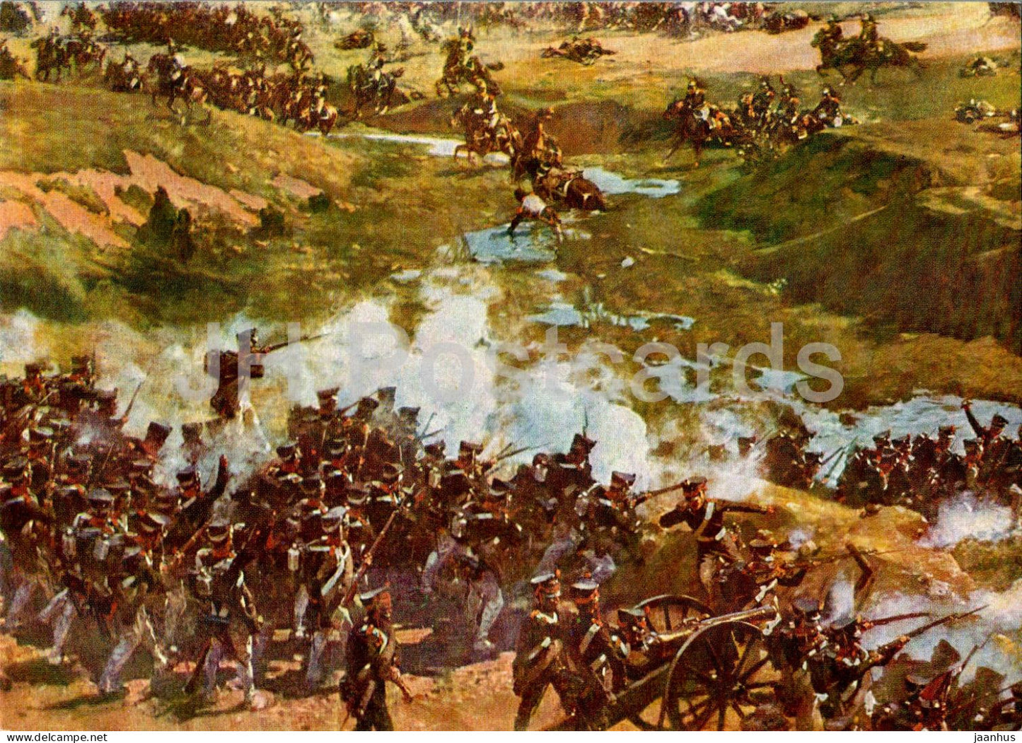 Battle of Borodino - Semyonovsk ravine - panorama - painting by F. Rubo - 1966 - Russia USSR - unused - JH Postcards