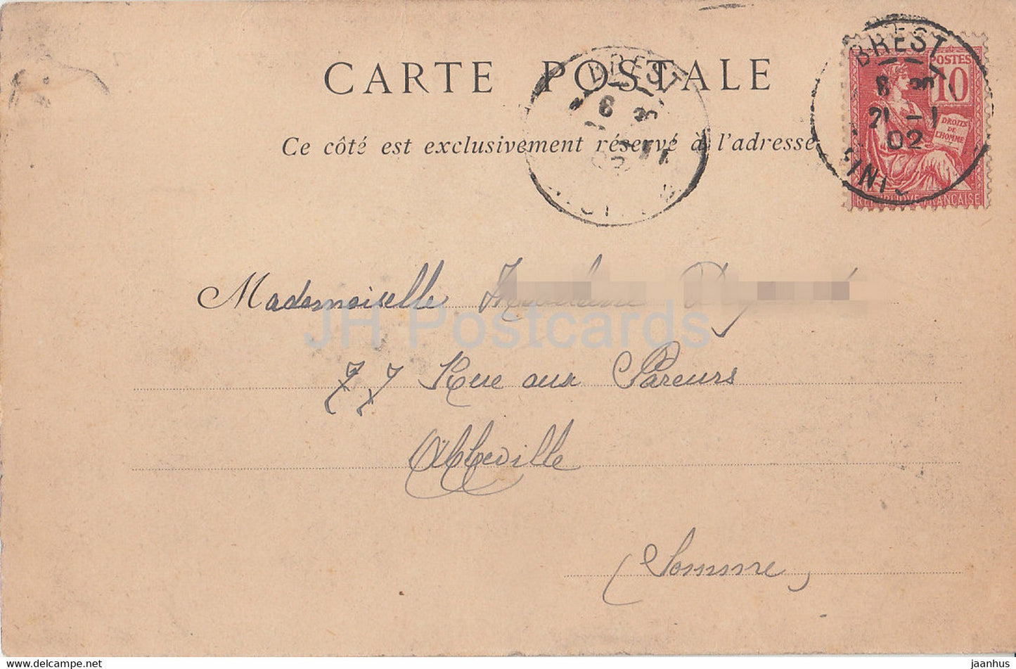 La Jetée un Jour de Tempête - 9 - phare - carte postale ancienne - 1902 - France - occasion