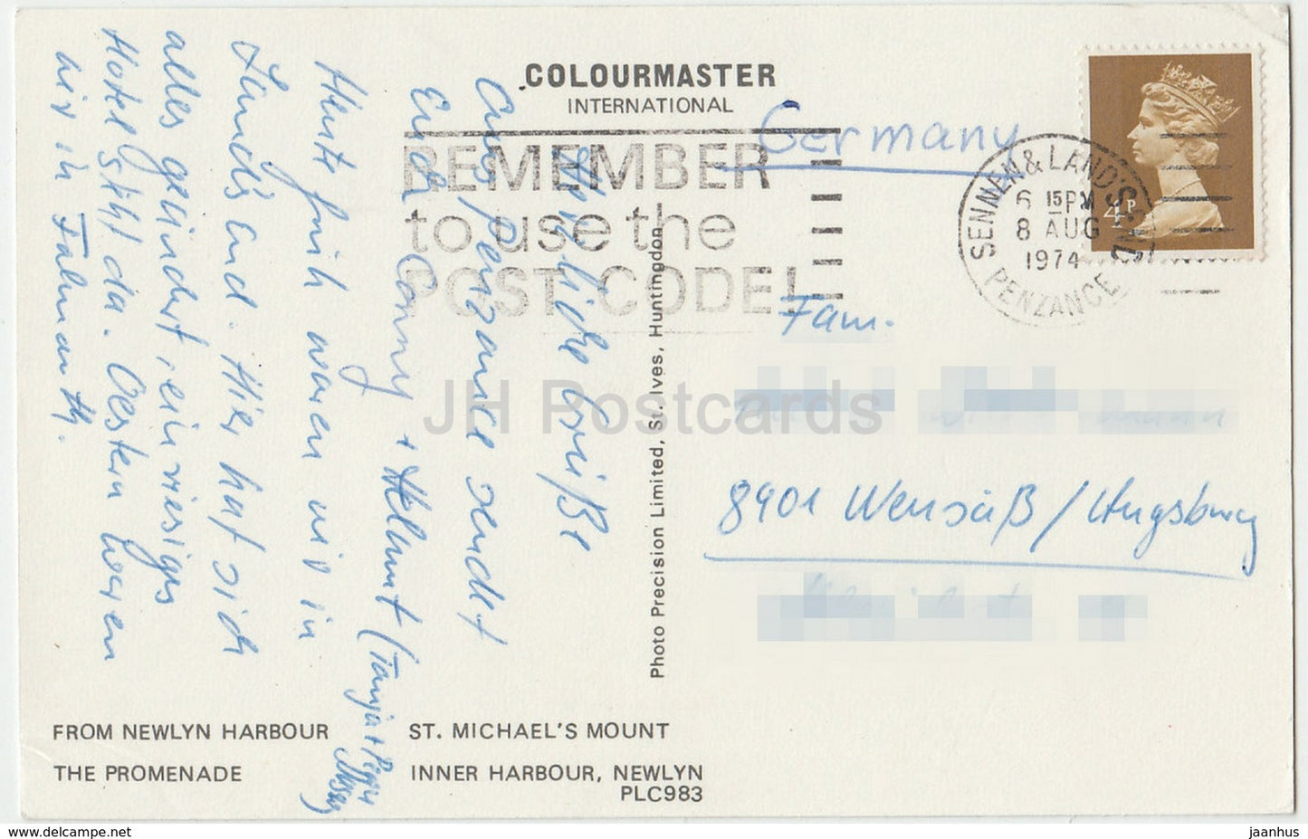Penzance - Möwe - Promenade - Hafen - Multiview - PLC983 - 1974 - Vereinigtes Königreich - England - gebraucht