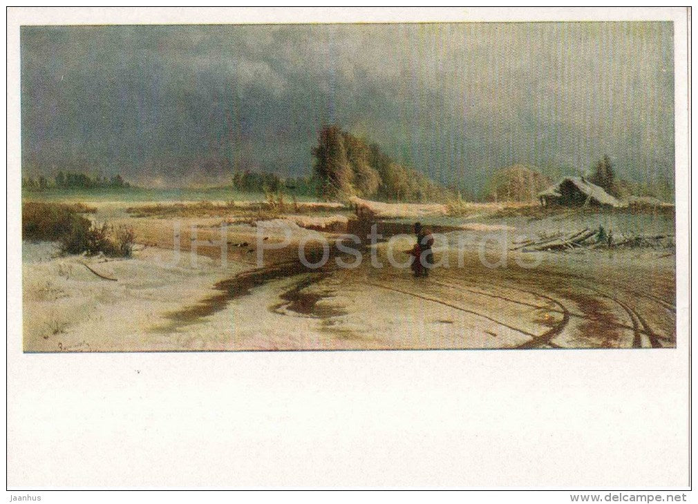 painting by F. Vasilyev - The Thaw , 1871 - russian art - unused - JH Postcards