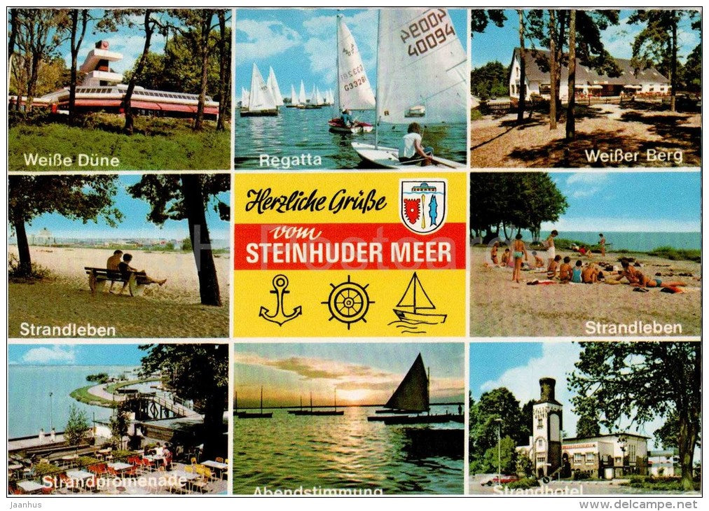 Herzliche Grüsse vom Steinhuder Meer - Regatta - Weisse Düne - Strand - beach - Händel EUROPA - Germany - 1985 gelaufen - JH Postcards
