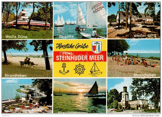 Herzliche Grüsse vom Steinhuder Meer - Regatta - Weisse Düne - Strand - beach - Händel EUROPA - Germany - 1985 gelaufen - JH Postcards