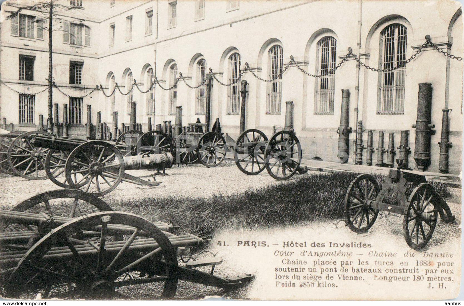 Paris - Hotel des Invalides - cannon - military - 41 - old postcard - 1904 - France - used - JH Postcards