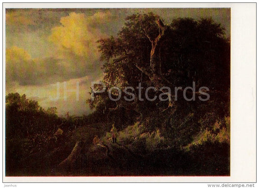 painting by Jacob van Ruisdael - Landscape with a Road on the Skirts of Forest - Dutch art - 1983 - Russia USSR - unused - JH Postcards