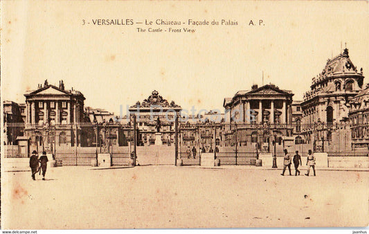 Versailles - Le Chateau - Facade du Palais - The Castle - Front View - 3 - old postcard - France - unused - JH Postcards