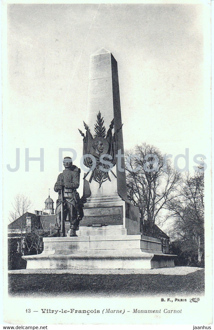 Vitry le Francois - Monument  Carnot - monument - 13 - old postcard - France - used - JH Postcards
