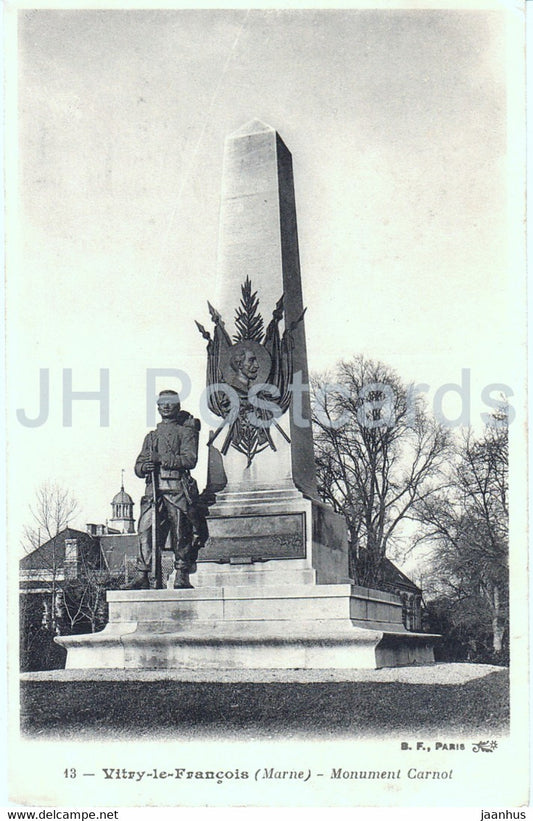 Vitry le Francois - Monument  Carnot - monument - 13 - old postcard - France - used - JH Postcards