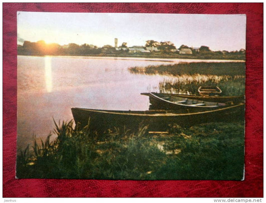 Lake of Rezekne - boats - Latvia - USSR - unused - JH Postcards