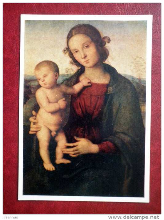 painting by Pietro Perugino - Madonna and Child - italian art - unused - JH Postcards