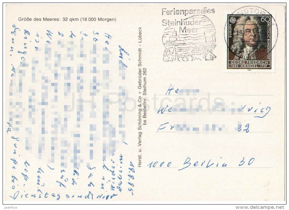 Herzliche Grüsse vom Steinhuder Meer - Regatta - Weisse Düne - Strand - beach - Händel EUROPA - Germany - 1985 gelaufen - JH Postcards