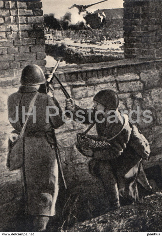 Stalingrad Battle - soviet armor-piercing gunners - German tank - military - 1968 - Russia USSR - unused - JH Postcards