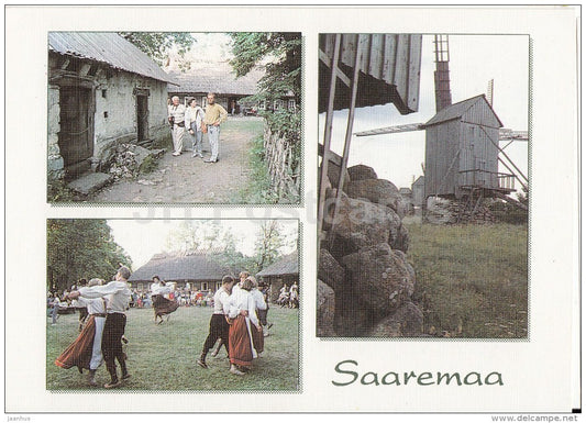 windmill - folk dance - village - Saaremaa - 1990s - Estonia - unused - JH Postcards