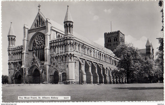 St. Albans Abbey - The West Front - 9477 - 1961 - United Kingdom - England - used - JH Postcards