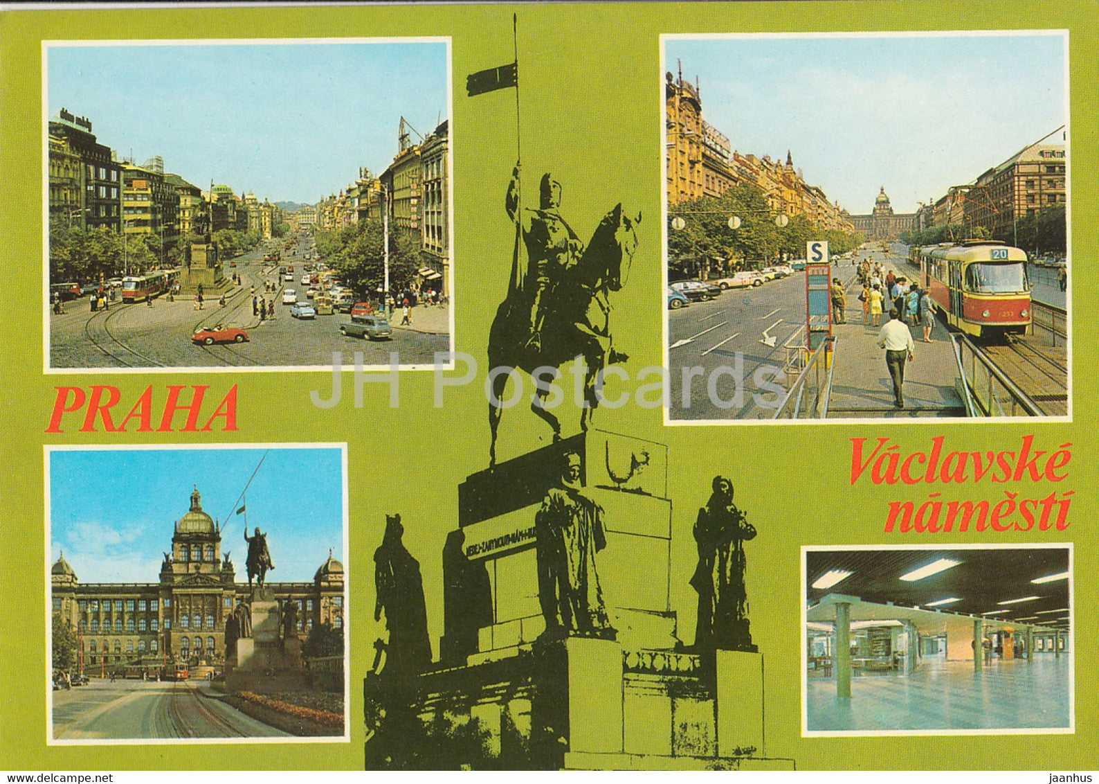 Praha - Prague - Wenceslas square - tram - Czechoslovakia - Czech Republic - unused - JH Postcards
