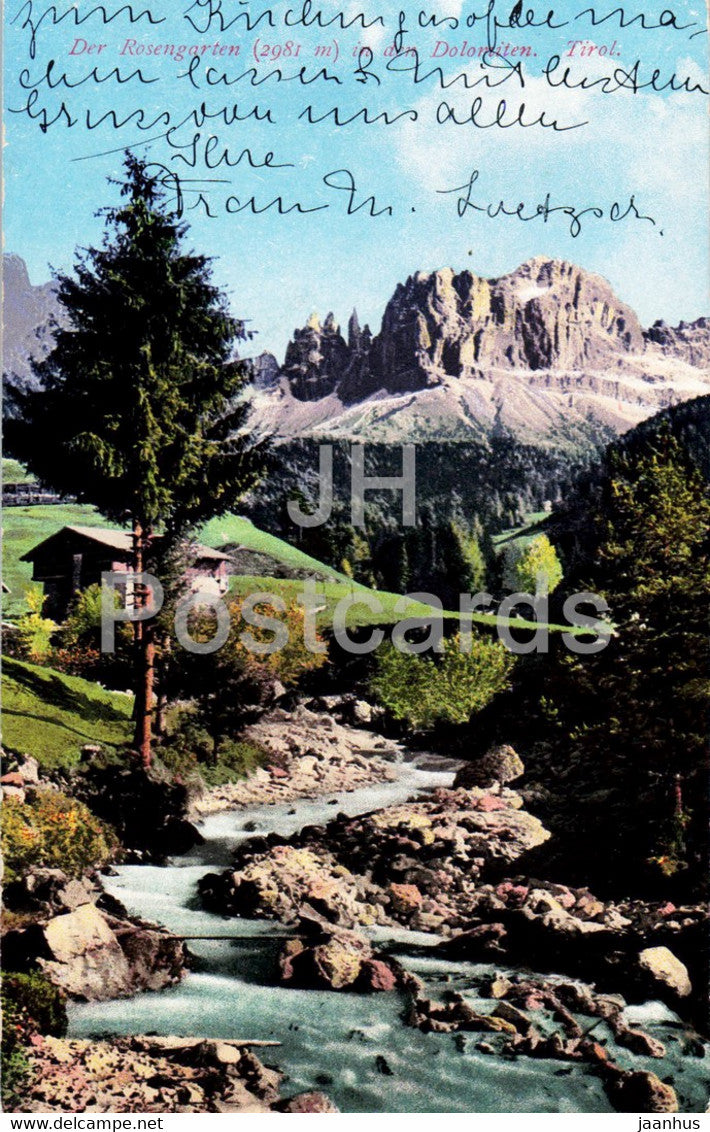 Der Rosengarten 2981 m in den Dolomiten - Tirol - 5010365 - old postcard - Italy - used - JH Postcards
