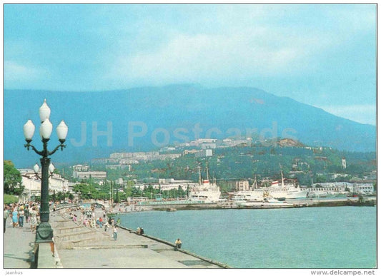 Yalta view - port - ship - Crimea - Krym - postal stationery - 1978 - Ukraine USSR - unused - JH Postcards