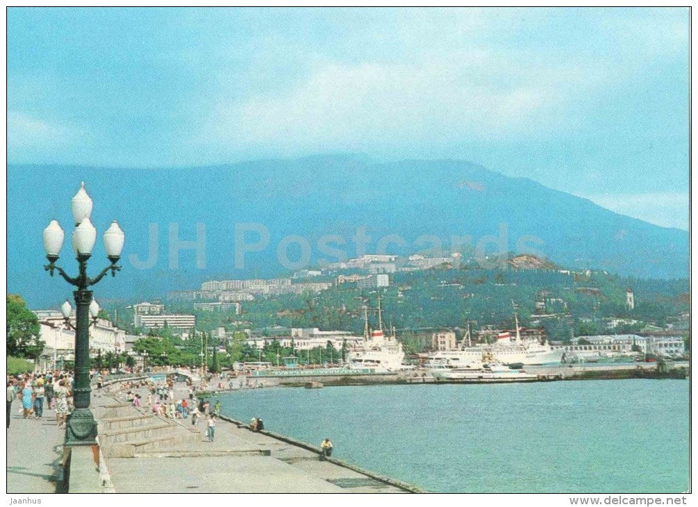 Yalta view - port - ship - Crimea - Krym - postal stationery - 1978 - Ukraine USSR - unused - JH Postcards
