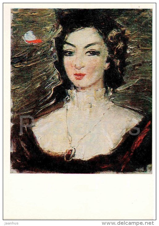 painting by E. Bagdavadze - Portrait of young woman , 1937 - georgian art - unused - JH Postcards